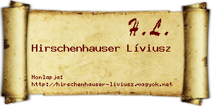 Hirschenhauser Líviusz névjegykártya